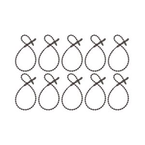 Beaded Cable Ties Reusable Black 10Pc