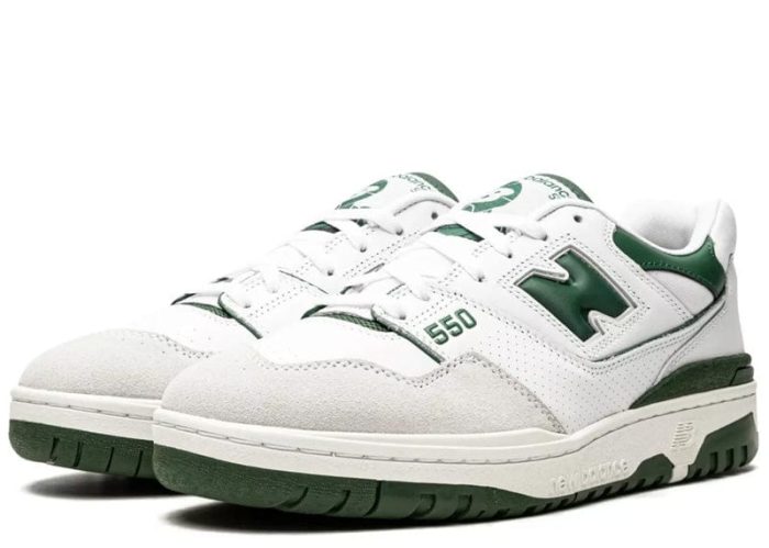 New Balance 550 White – Green Sneakers - Image 2