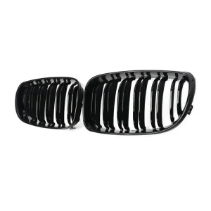 Alternative view of E82 / E87 DUAL SLAT BLACK KIDNEY GRILLES
